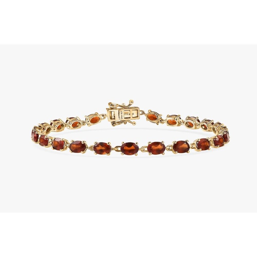 D'Joy AAA Ceylon Honey Garnet Bracelet in 18K Vermeil YG Over Sterling Silver
